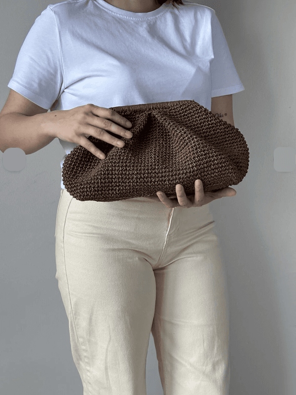 Clutch Buzgulu Aci Kahve canta