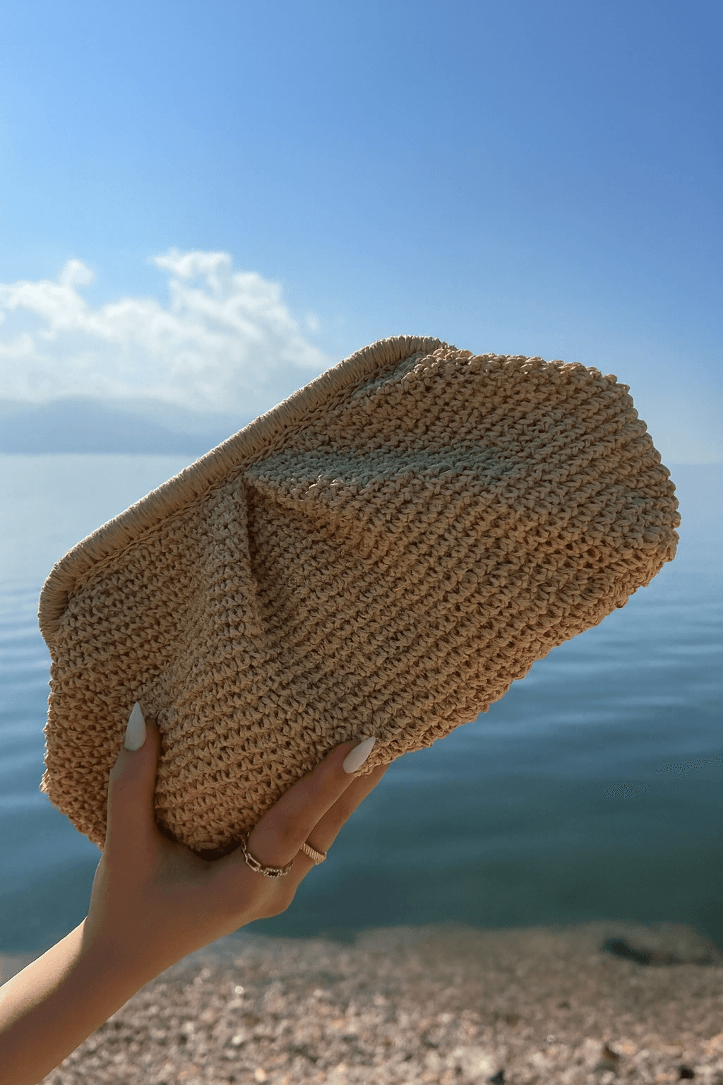 Clutch Buzgulu Krem canta