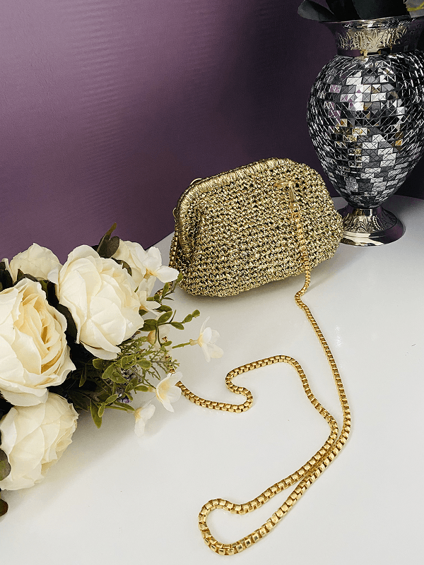 Clutch Metalik Burslu Askili canta