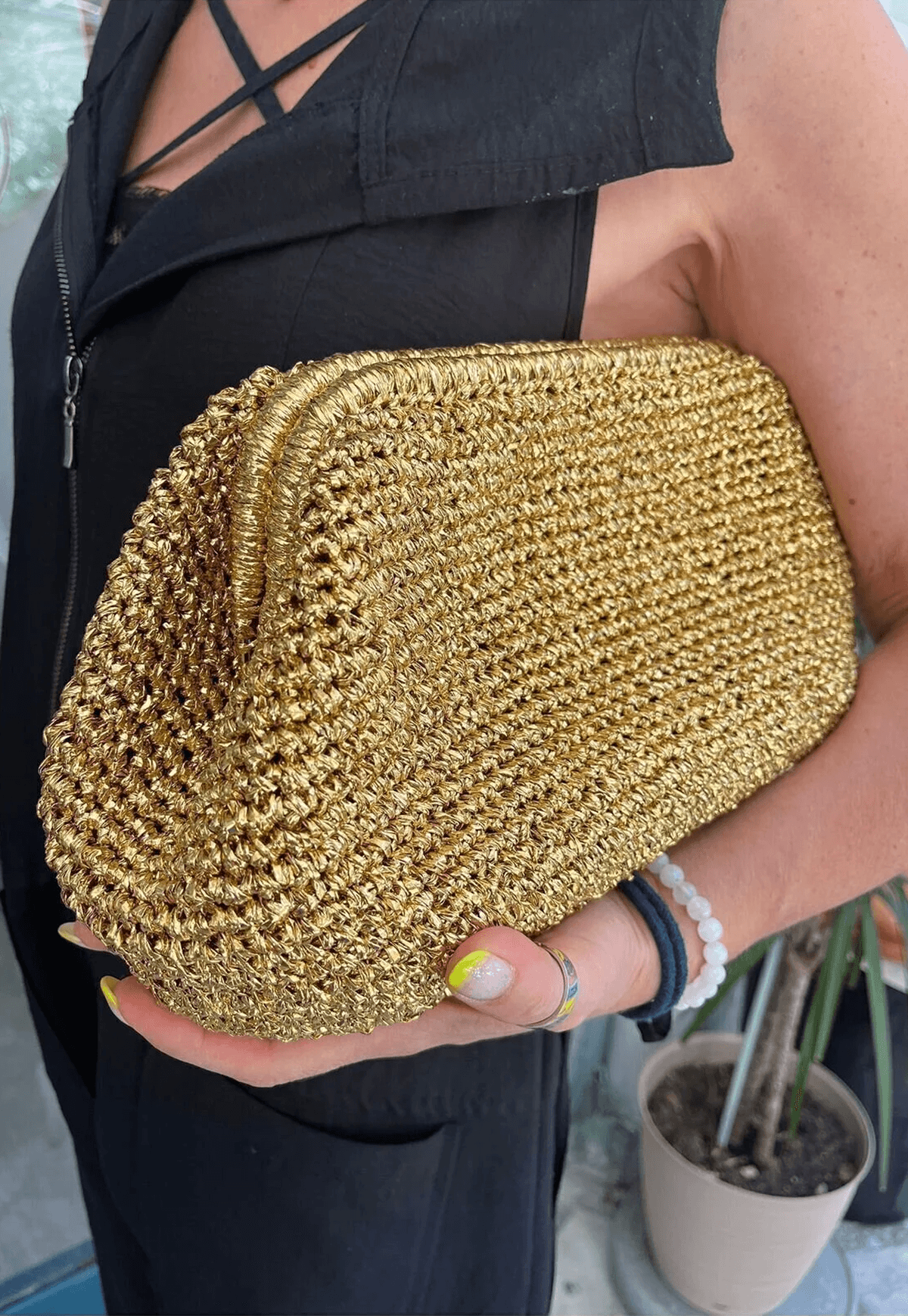 Clutch Metalik Buzgusuz canta